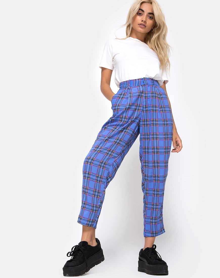 Image de Dastan Trouser in 90s Check Blue Pink