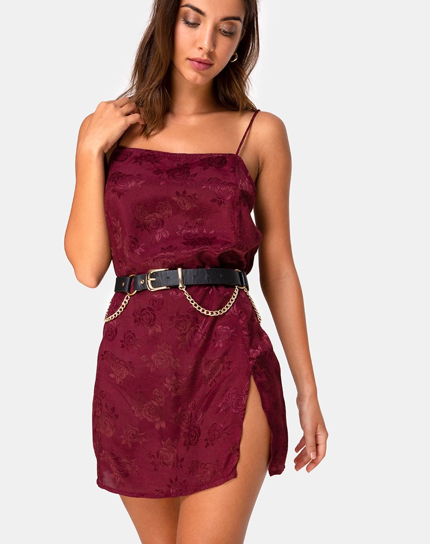 Datista Slip Dress en satin rose bourgogne