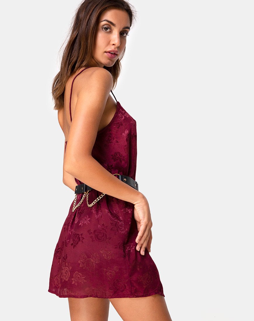 Datista Slip Dress en satin rose bourgogne