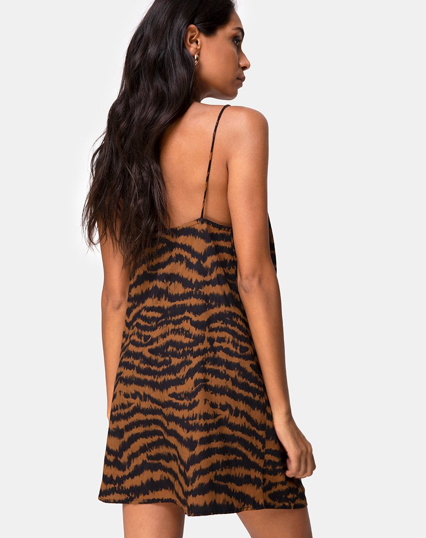 Image de Datista Slip Dress in Animal Drip Brown