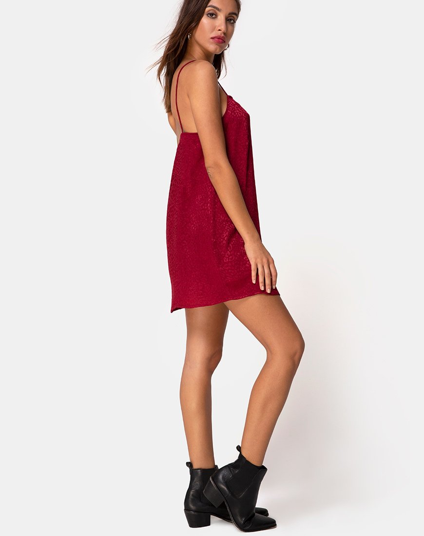 Image of Datista Slip Dress in Satin Cheetah Raspberry