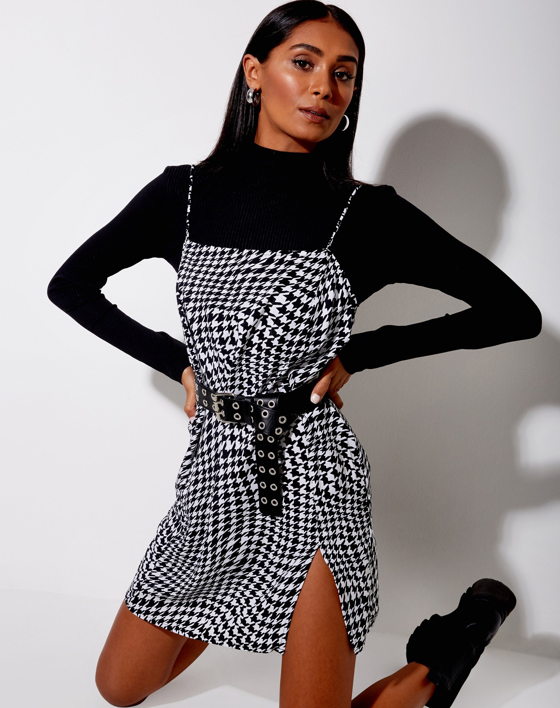 Image de Datista Slip Dress in Wavey Dogtooth