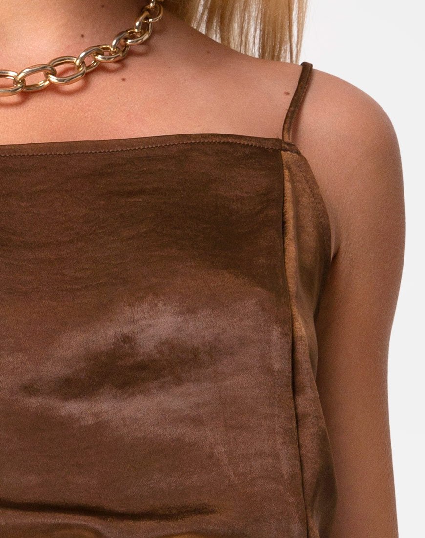 Image de Datista Slip Dress in Satin Brown