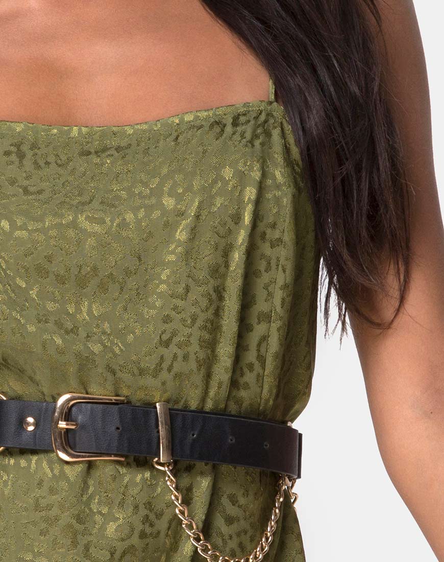 Image of Datista Slip Dress in Satin Cheetah Khaki