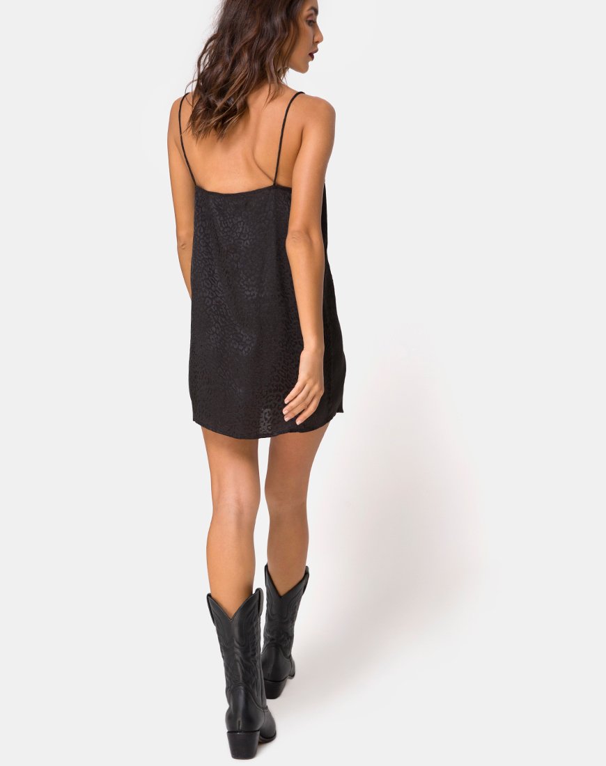 Image de Datista Slip Dress en satin Cheetah Black