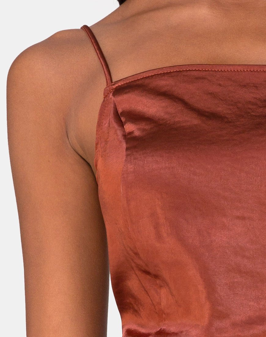 Image de Datista Robe en satin Rouille foncée