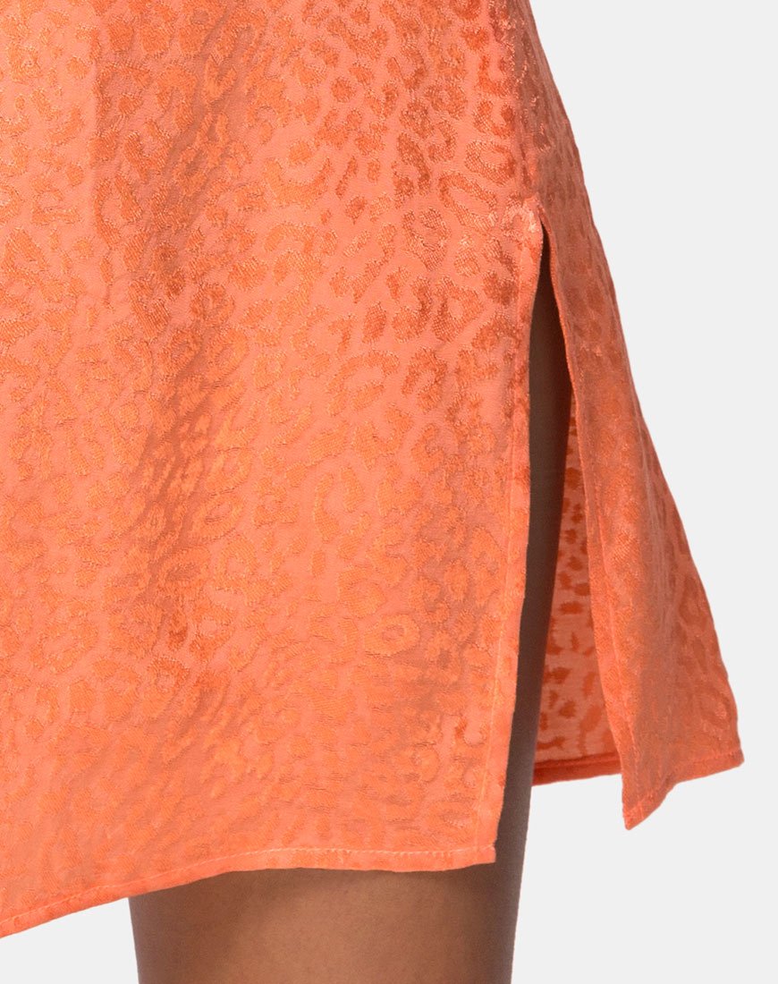 Image of Datista Slip Dress in Satin Cheetah Coral