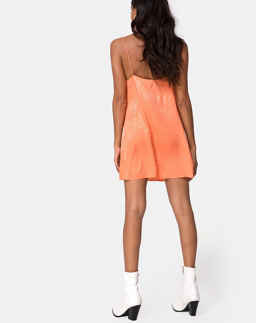 Image of Datista Slip Dress in Satin Cheetah Coral