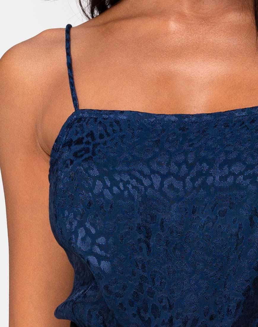 Image de Datista Slip Dress en satin Cheetah Navy