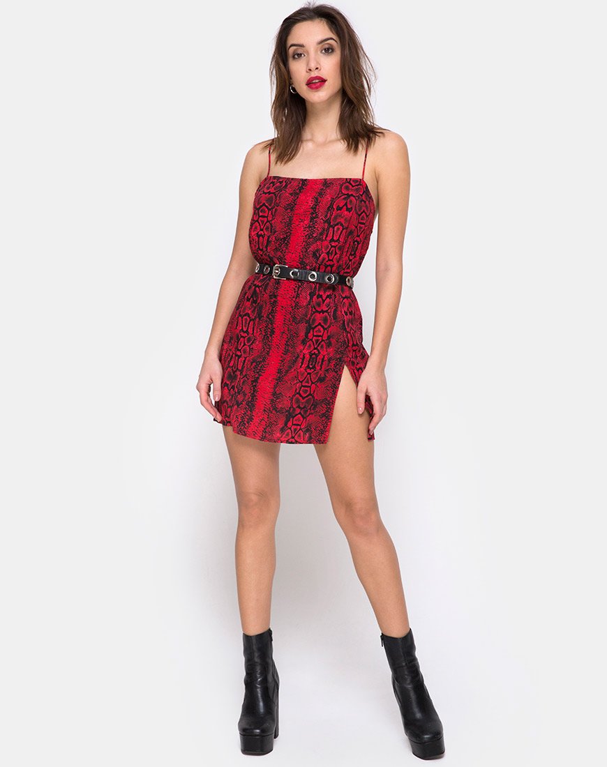 Image de Datista Slip Dress in Red Snake