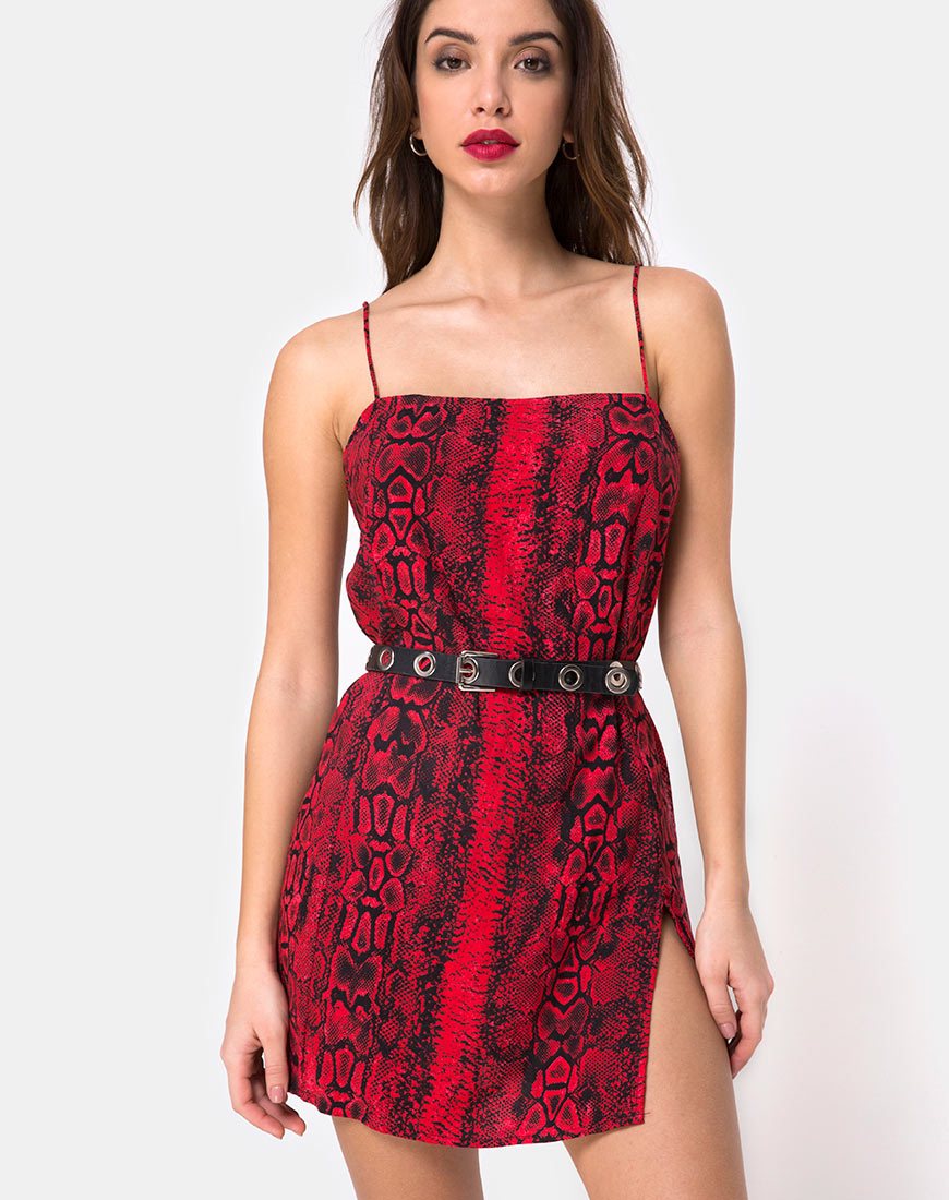 Image de Datista Slip Dress in Red Snake
