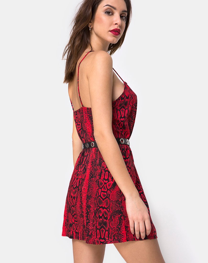 Image de Datista Slip Dress in Red Snake