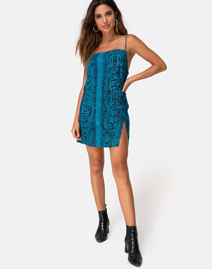 Image de Datista Slip Dress in Snake Blue