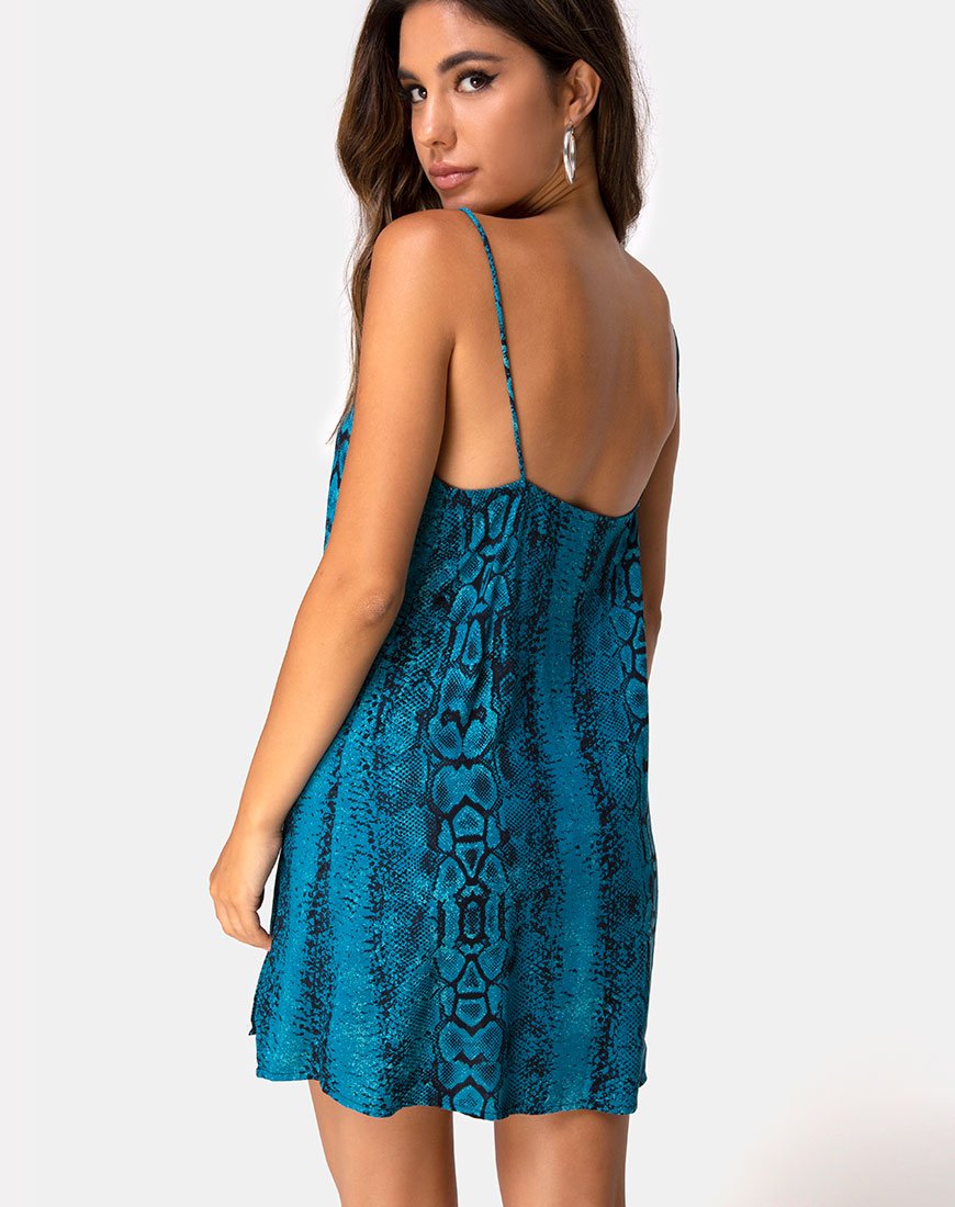 Image de Datista Slip Dress in Snake Blue