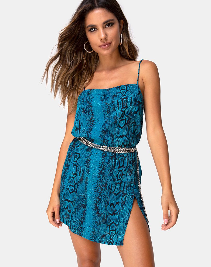 Image de Datista Slip Dress in Snake Blue