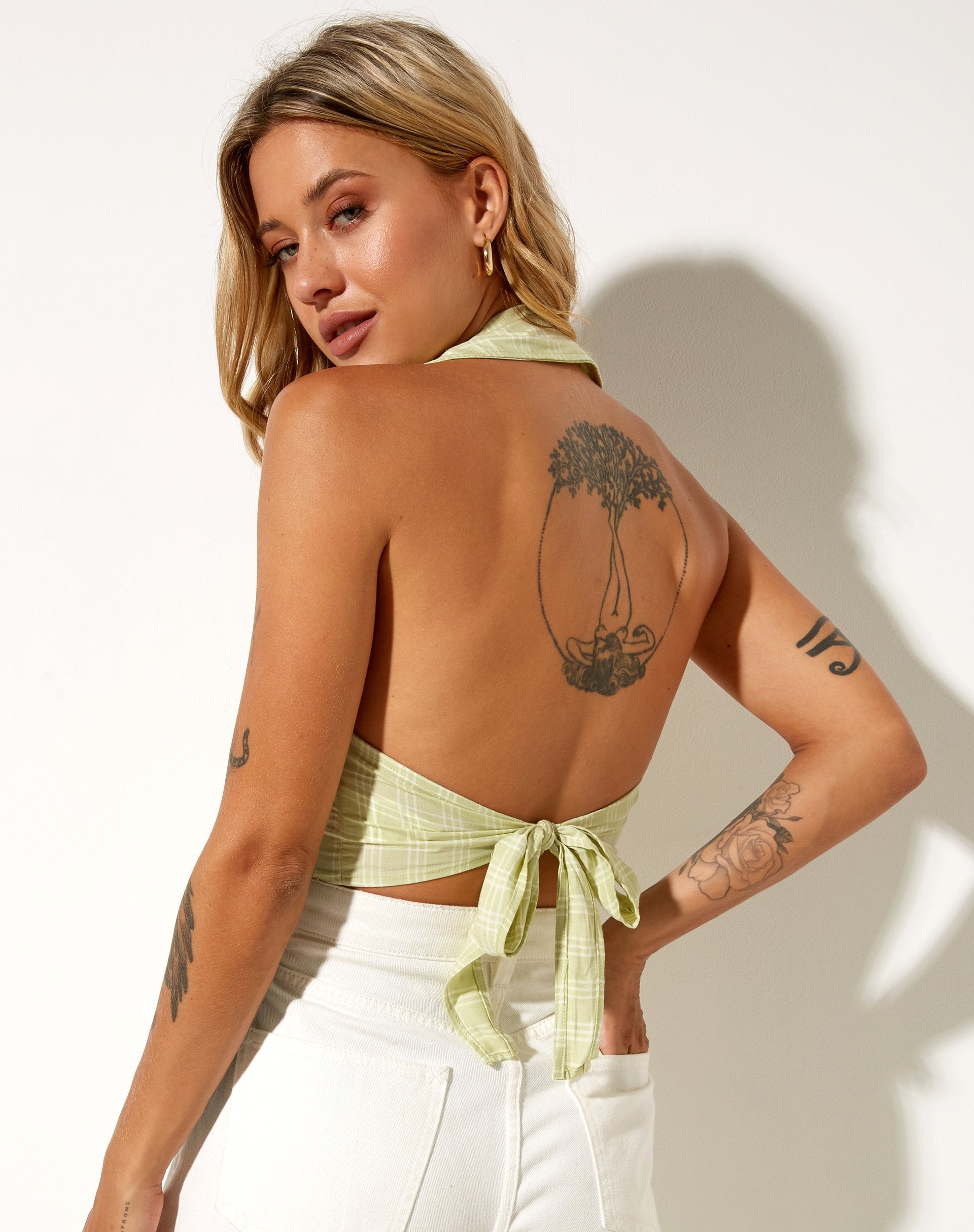 Image de Datri Crop Top in Sage Check