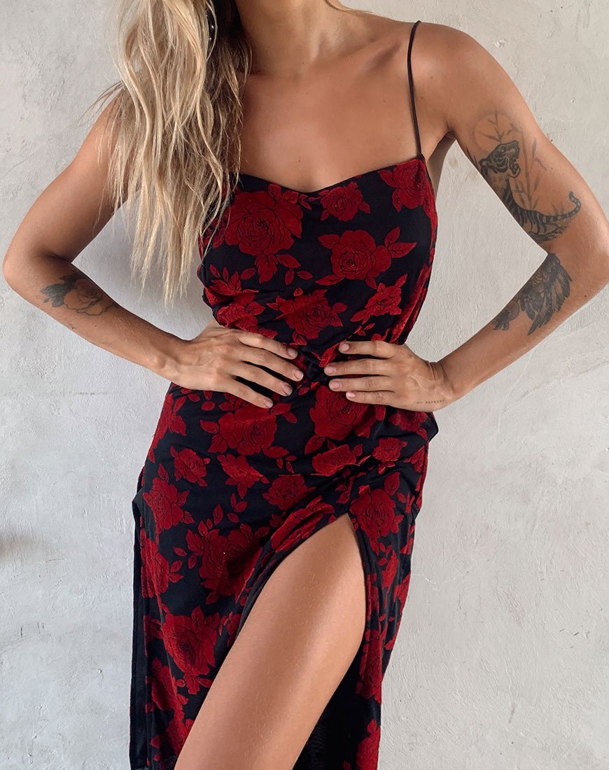 Image de Daxita Robe en rose rouge romantique Flock