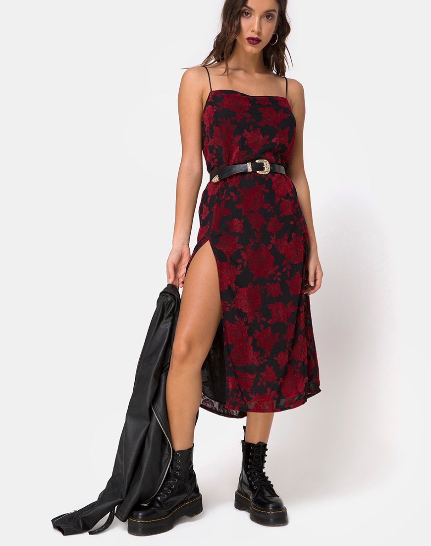 Image de Daxita Robe en rose rouge romantique Flock