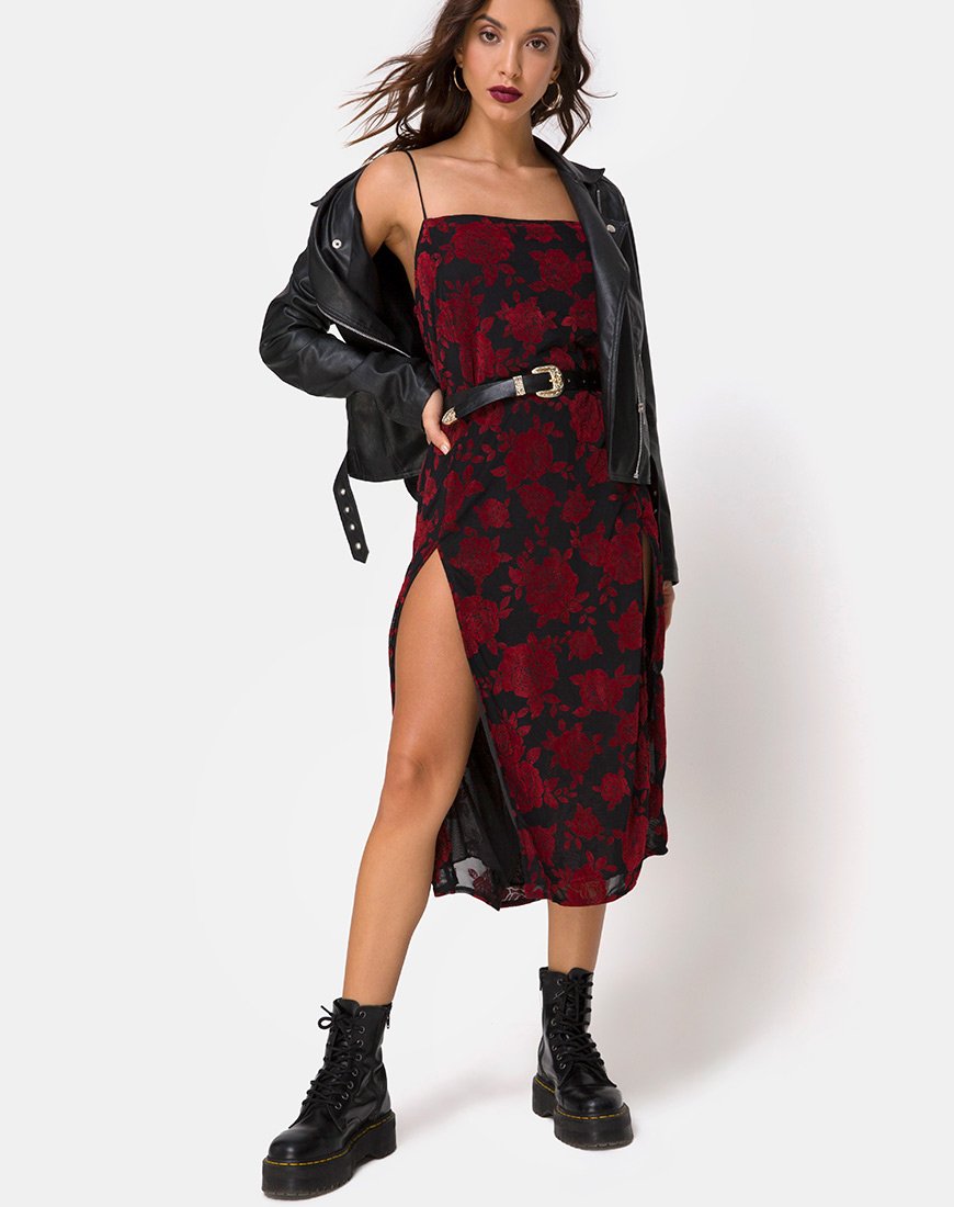 Image de Daxita Robe en rose rouge romantique Flock