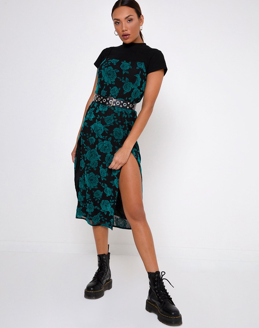 Image de Daxita Midi Dress in Romantic Rose Flock Teal