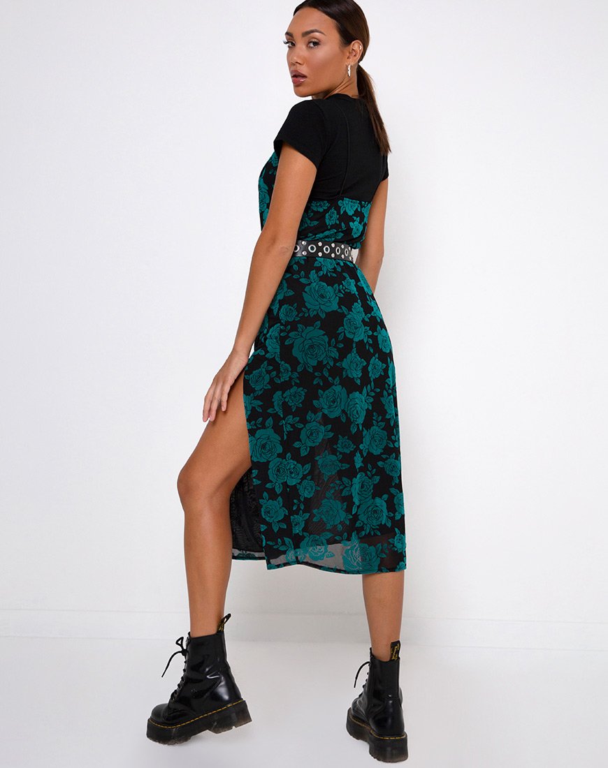 Image de Daxita Midi Dress in Romantic Rose Flock Teal