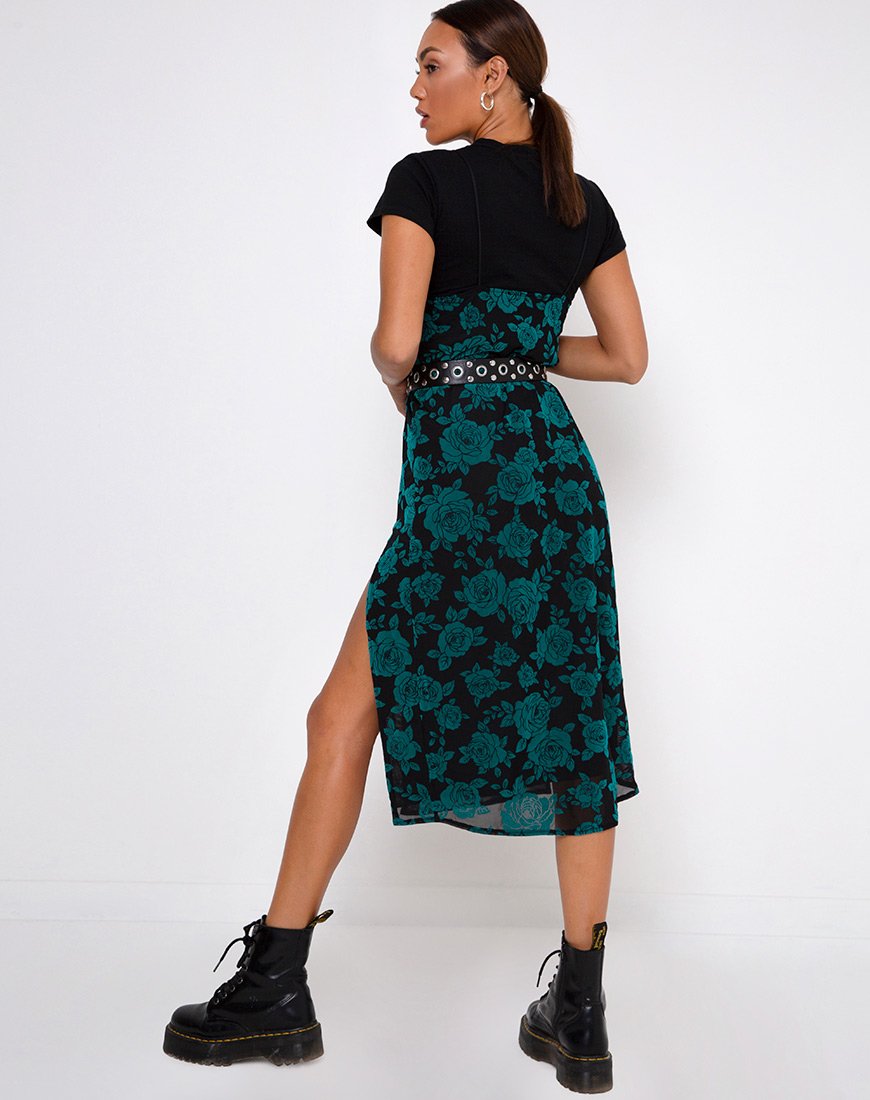 Image de Daxita Midi Dress in Romantic Rose Flock Teal