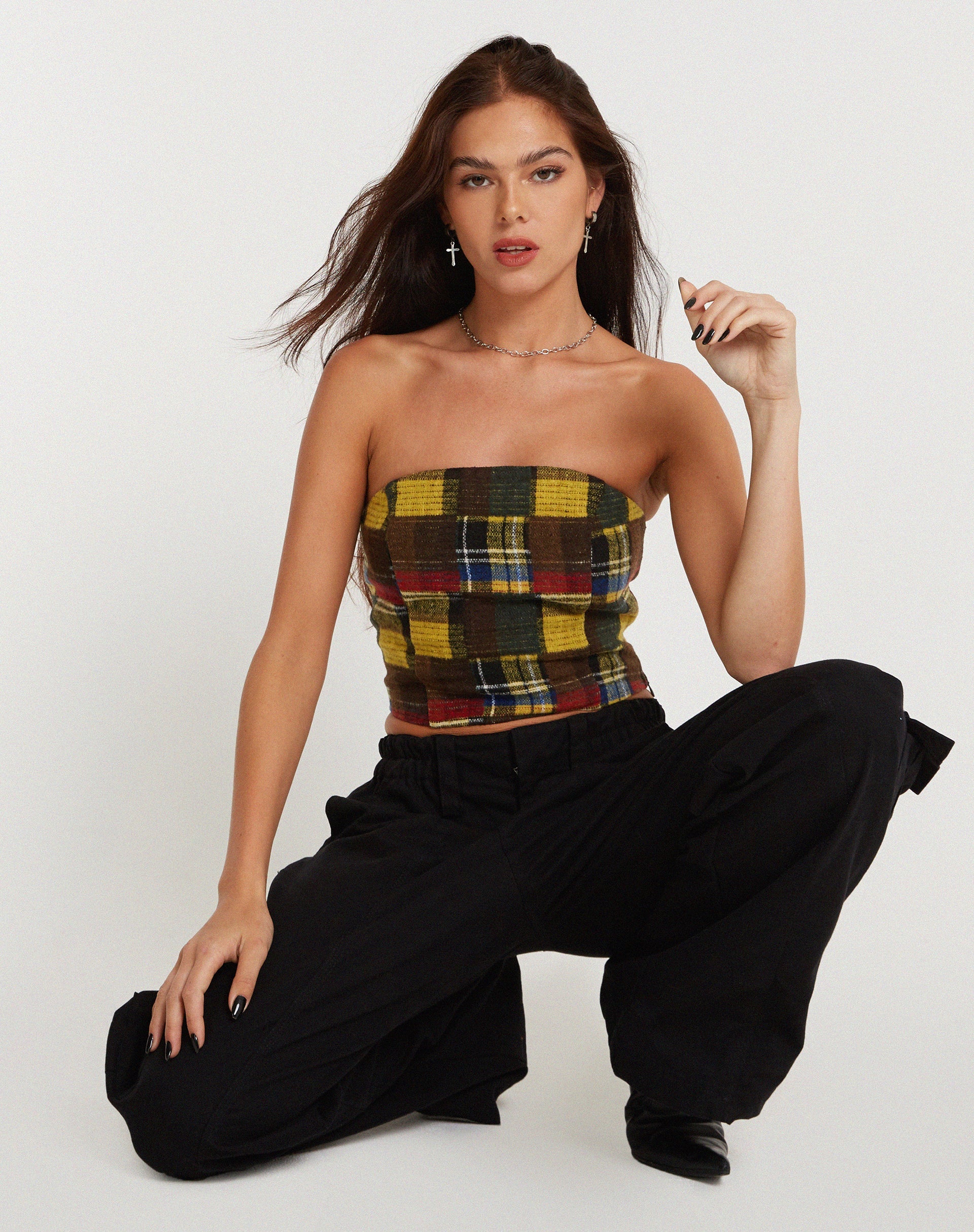 Image de Delny Bandeau Top in Mix Tartans