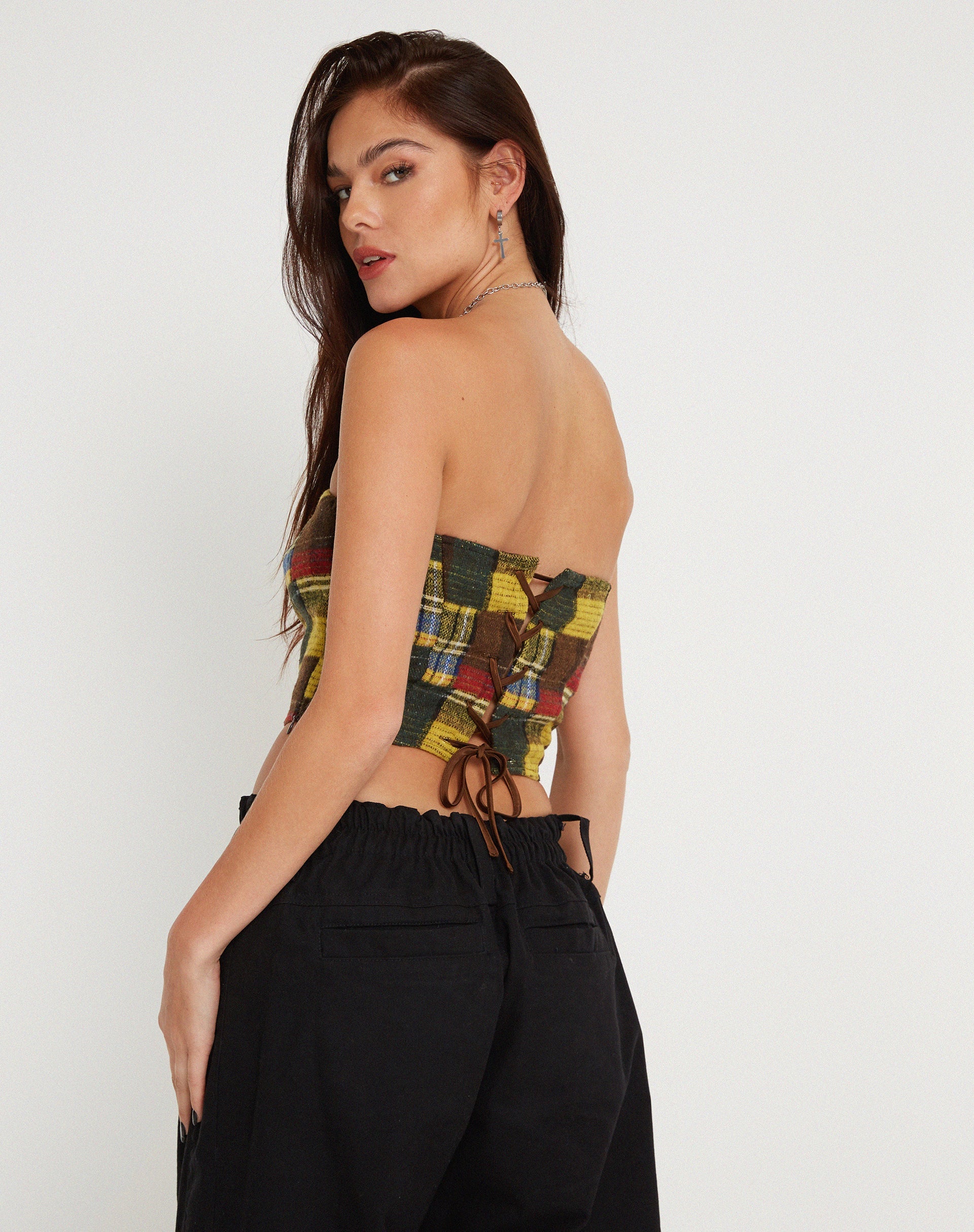 Image de Delny Bandeau Top in Mix Tartans