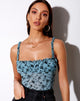 Image de Delora Cami Top in Love Bloom Grey and Blue Flock