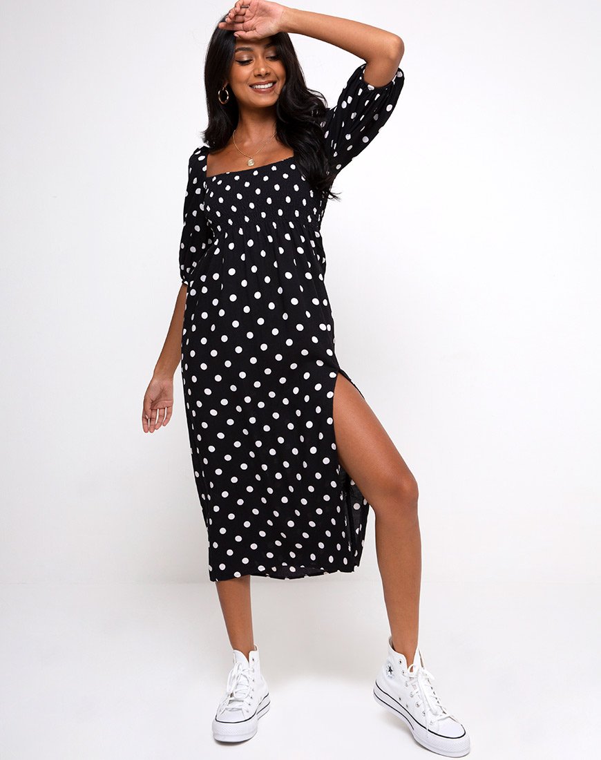 Image de Deloya Midi Dress in 80s Polka Black