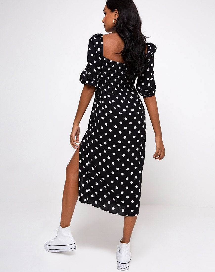 Image de Deloya Midi Dress in 80s Polka Black