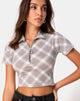 Image de Dhen Crop Top in Grunge Check Taupe