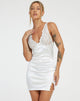 Image de Deralina Mini robe en satin blanc avec dentelle