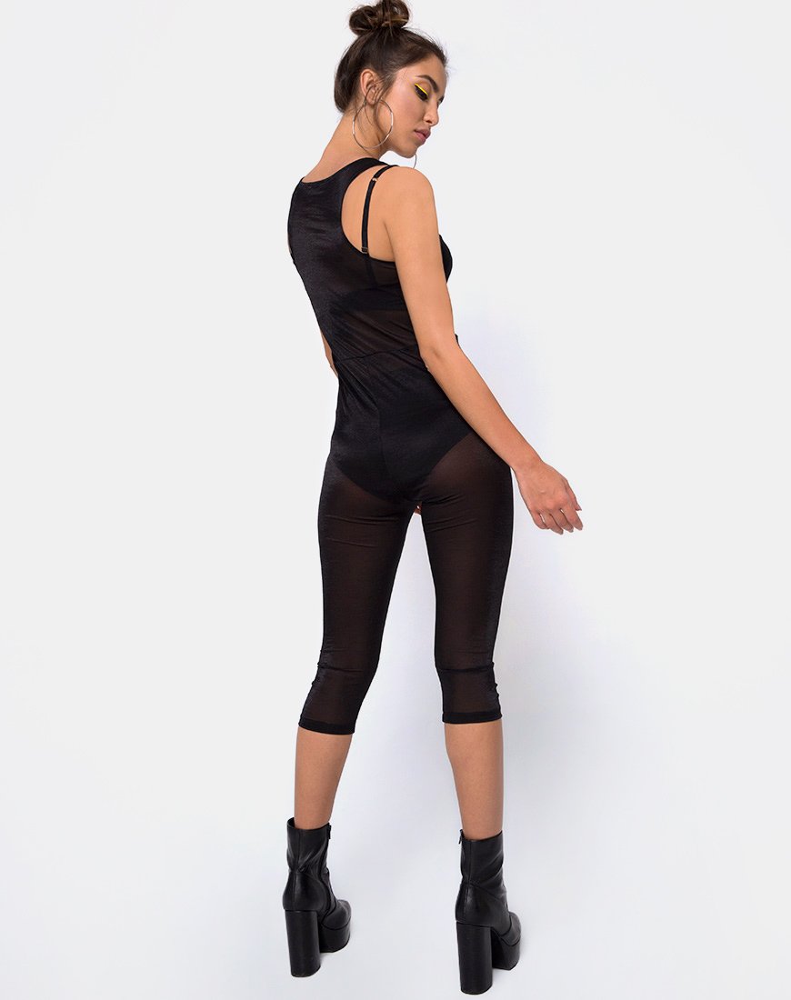 Image de Devile Unitard in Sheer Mesh Black