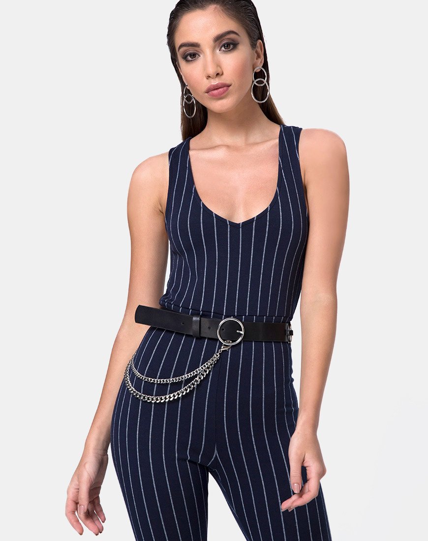 Image de Devile Unitard en Pinstripe Navy
