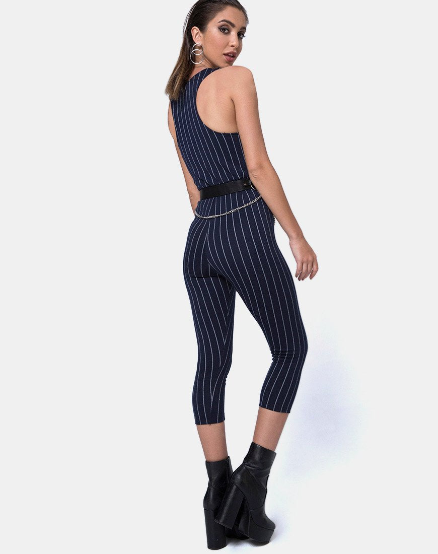 Image de Devile Unitard en Pinstripe Navy