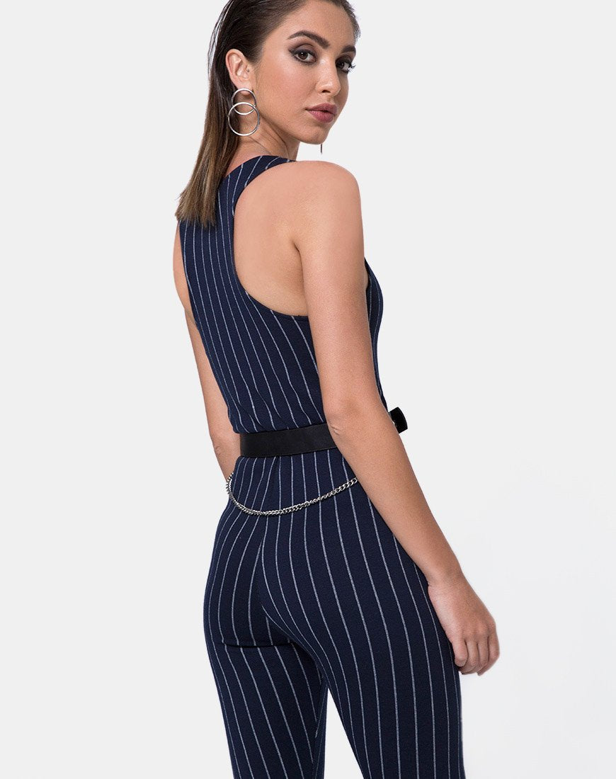 Image de Devile Unitard en Pinstripe Navy