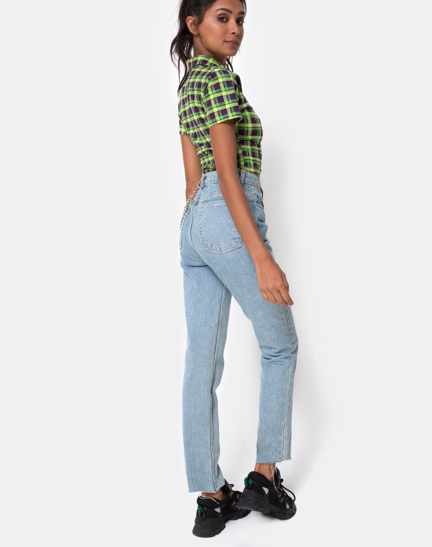 Image de Dhen Crop Top in Green and Purple Check
