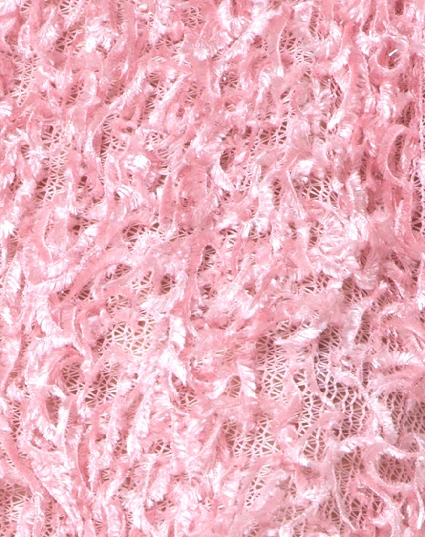 Image de Diabla Crop Jumper in Shaggy Knit Sugar Pink