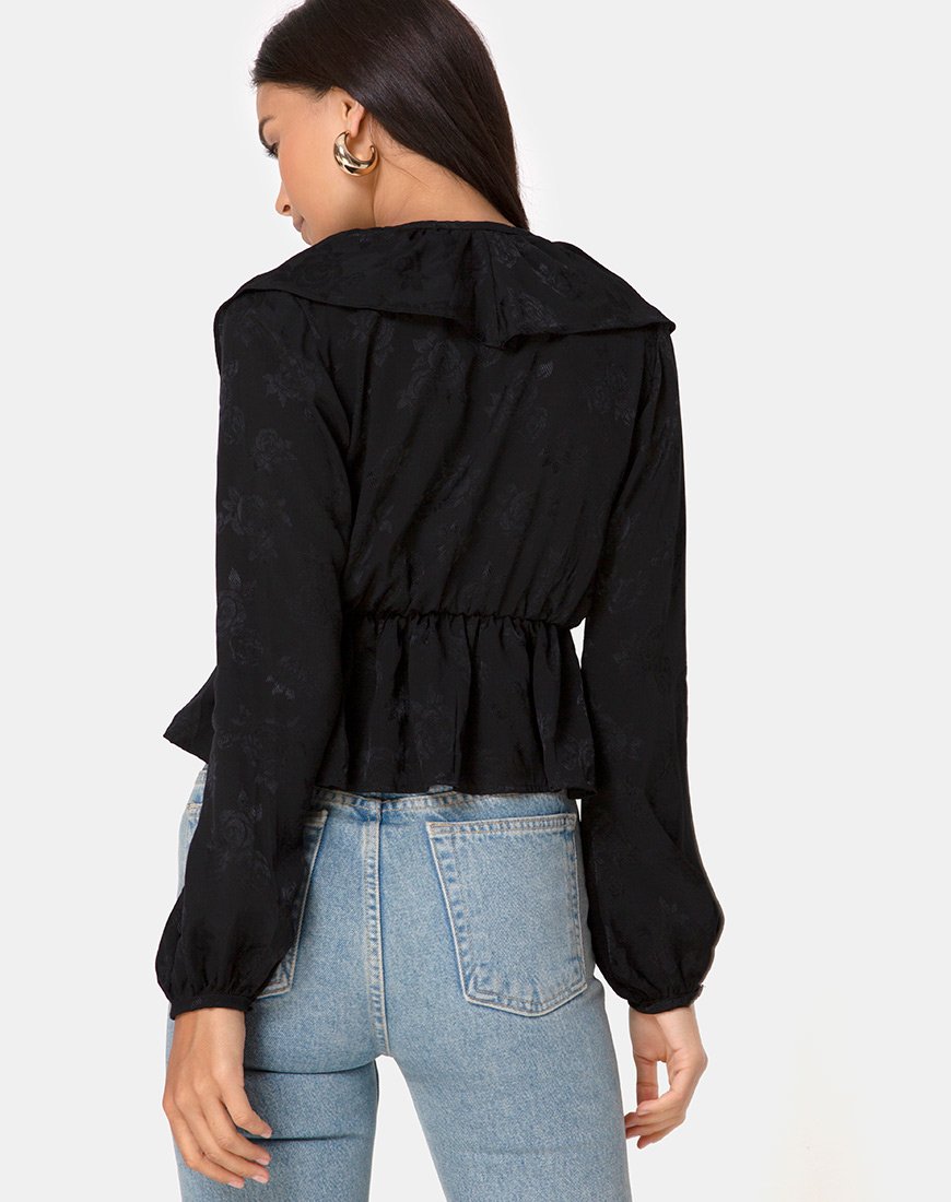 Top Diar en satin rose noir