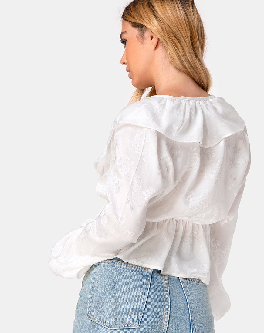 Diar Top en satin rose ivoire