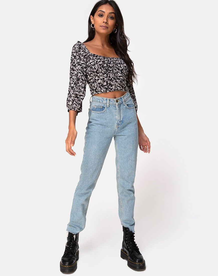 Image de Dimen Crop Top In Wild Tulip Black