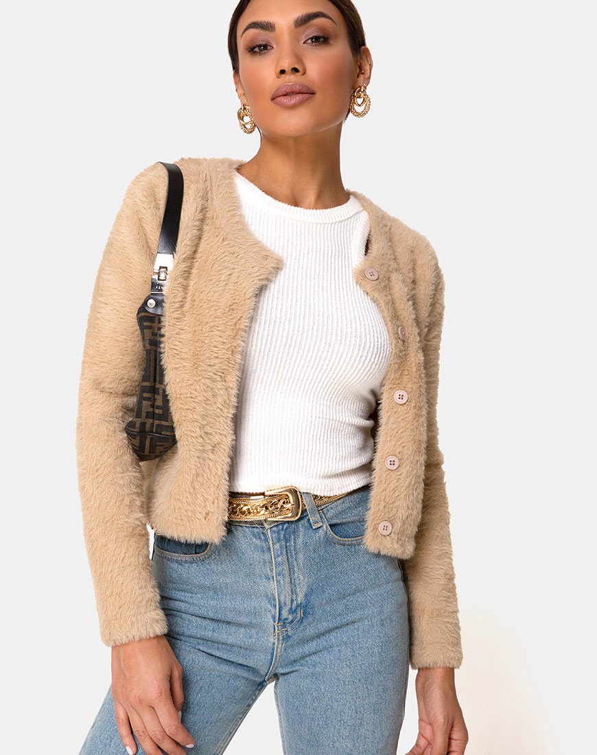 Cardigan Doma en maille camel
