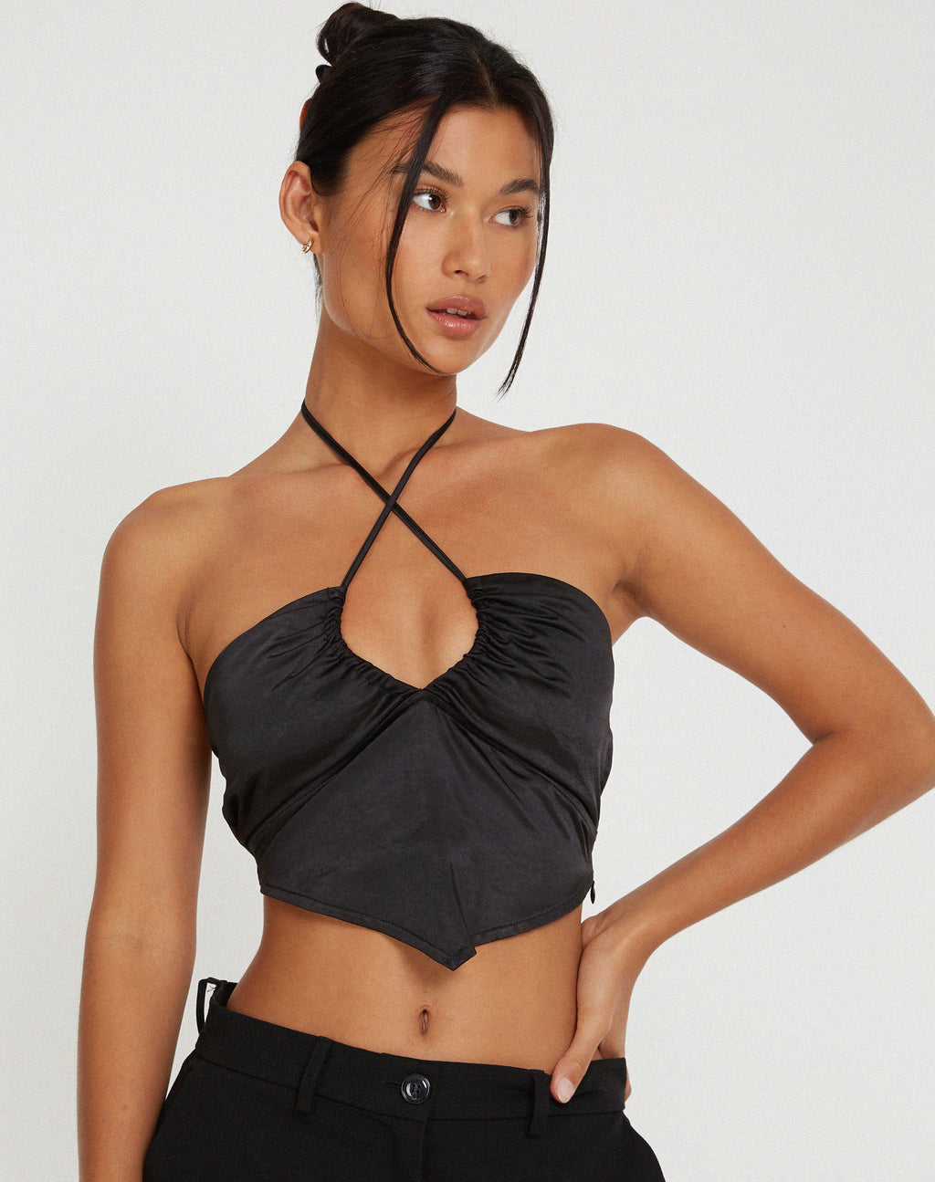 Domila Top en noir satiné