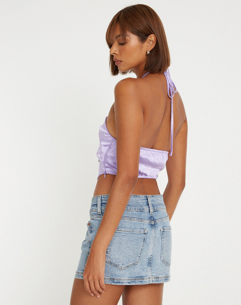 Top Domila en satin lilas