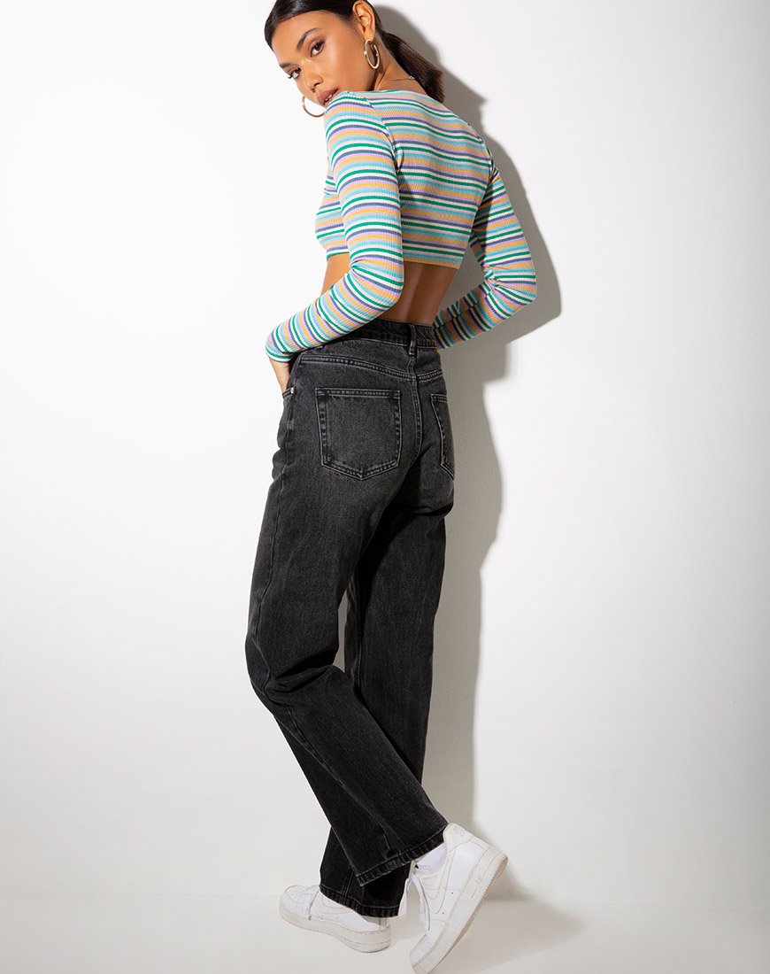 Image de Adea Crop Top in Rib Green Purple and Yellow by Motel