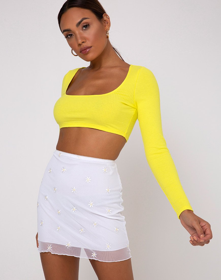Image de Drea Crop Top in Rib Sunny Yellow