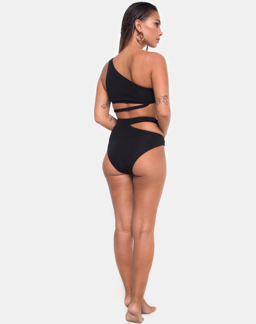 Image de la culotte de bikini Dreama en noir texturé