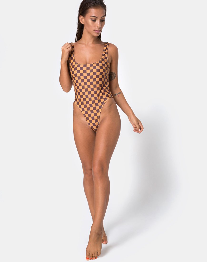 Image de Drela Swimsuit in Mocha Checker