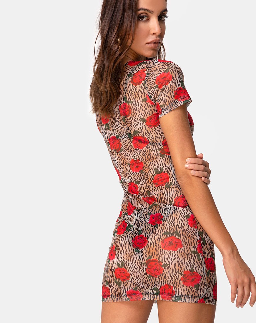 Image of Whitney Bodycon Dress in Tiger Rose